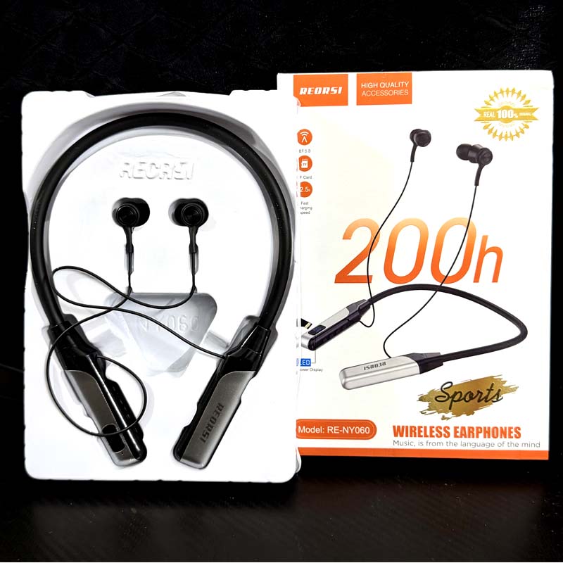 -200 HOURES BACKUP- Regrsi RE-NY060 Wireless Neckband-Original-